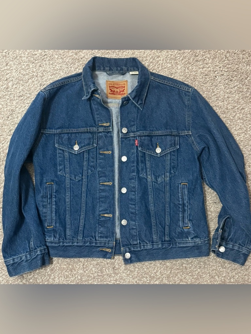 Levi’s Dark Wash Denim Trucker Jacket Classic Button Front Women’s Small